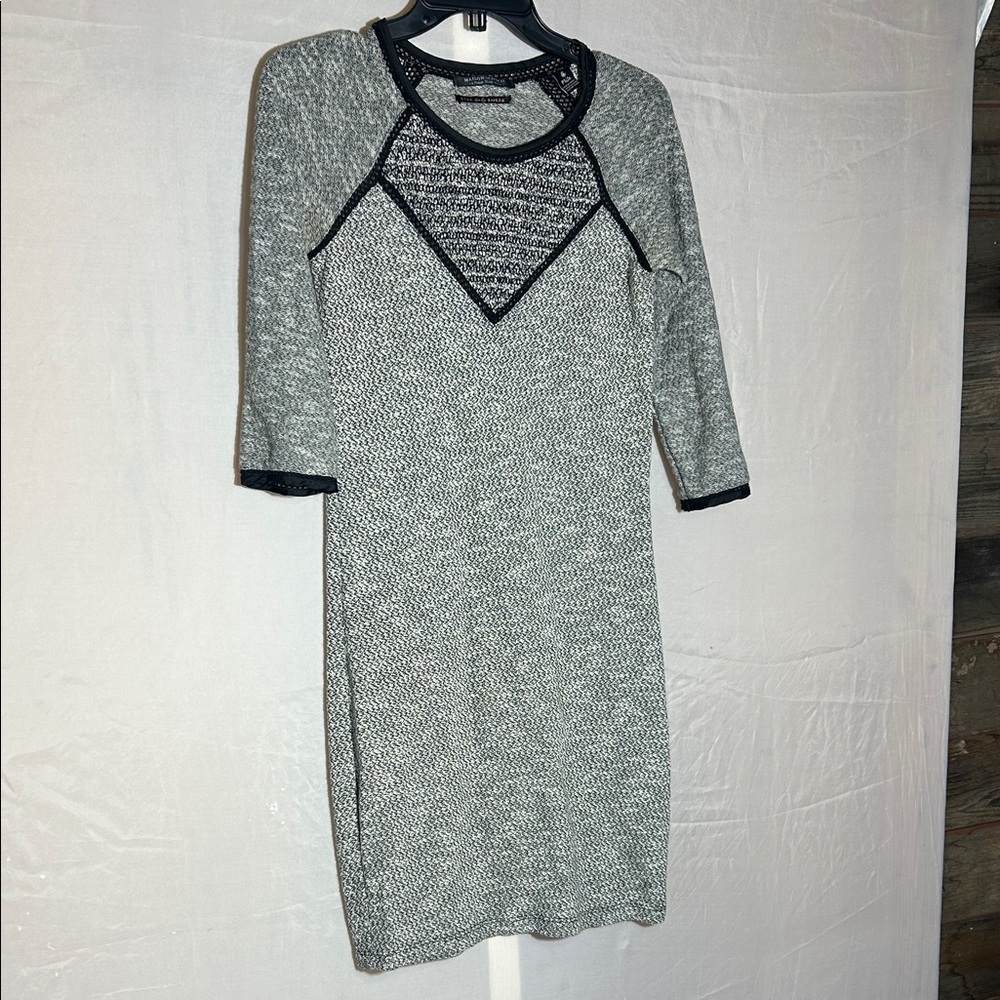 Maison Scotch Black and Gray Long Sleeve Dress